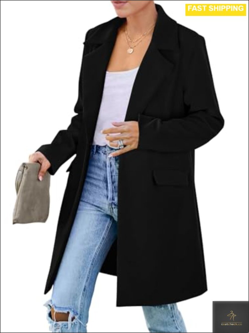 Women's Business Casual Long Blazer Jacket Polyester Blend Loose Fit Notch Lapel